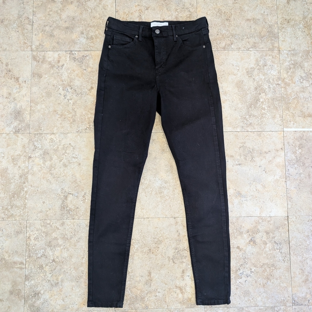 Topshop Jamie Skinny Womens 30 x 34 Jeans Pants Black Wash Classic Slim Denim
